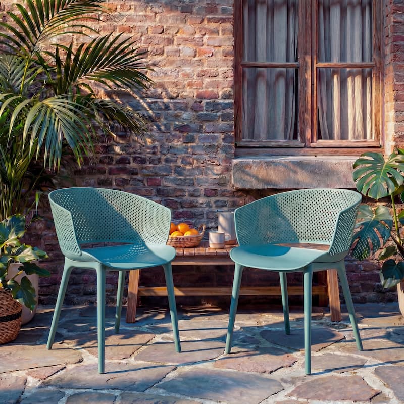 Christopher Knight Home - Gerald Modern Outdoor Plastic Dining Chair (Set of 2)