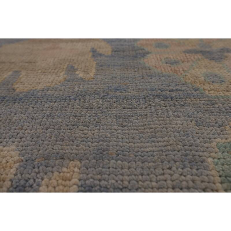 Vegetable Dye Blue Oushak Turkish Area Rug Hand-Knotted Wool Carpet - 8'3"x 10'3"