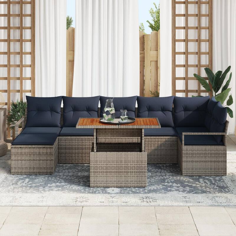 vidaXL 8 Piece Garden Sofa Set with Cushions - 113×48×27.2