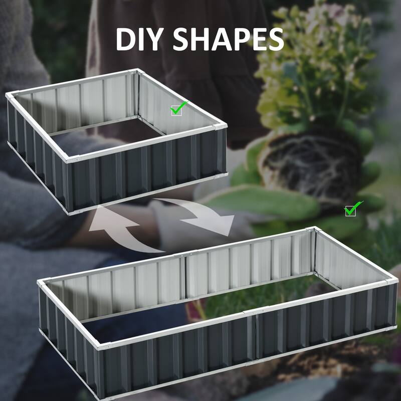Outsunny 69'' x 36'' Metal Raised Garden Bed, DIY Large Steel Planter Box, No Bottom w/ A Pairs of Glove for Backyard