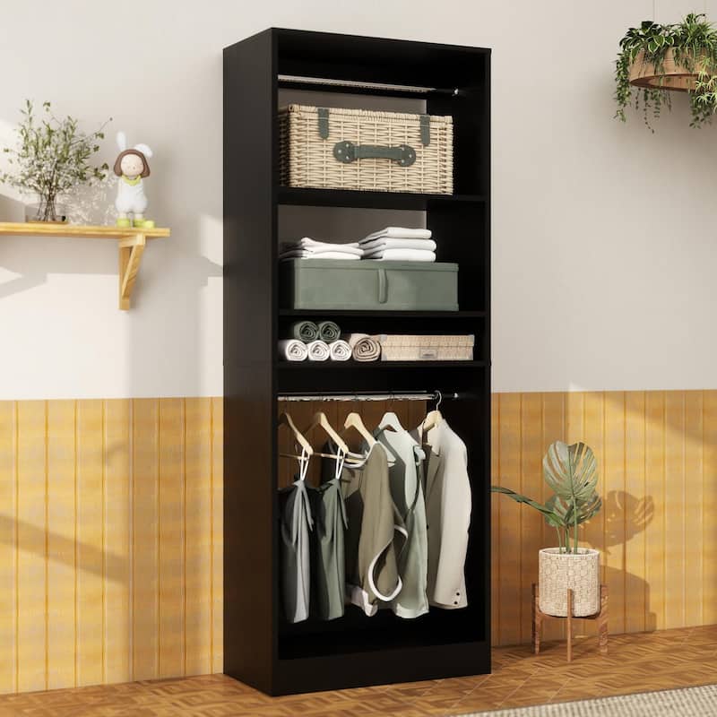 Cimly 25'' W Closet Organizer System with 2 Hanging Rods and DIY Shelves for Walk-in and Reach-in Closet