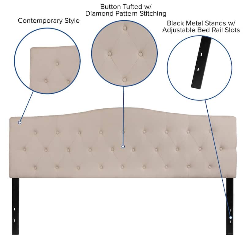 Arched Button Tufted Upholstered Headboard
