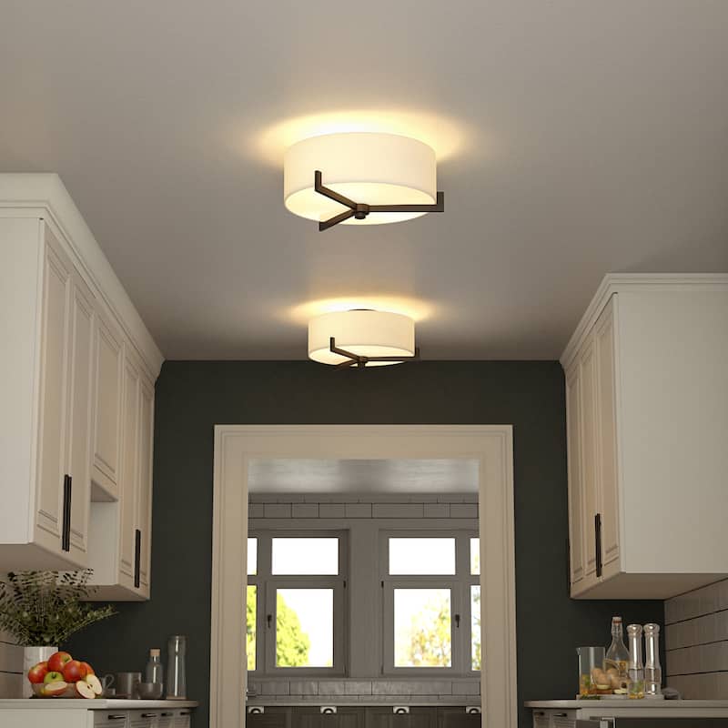 Hamlin 17.63" Wide 2-Light Semi Flush Mount with Fabric Shade