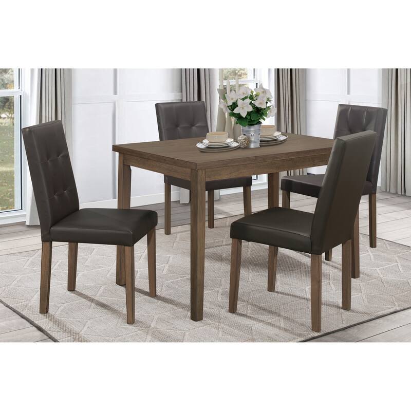2pc Side Chairs Set,Wood Frame Faux Leather Back and Seat Dining Chair