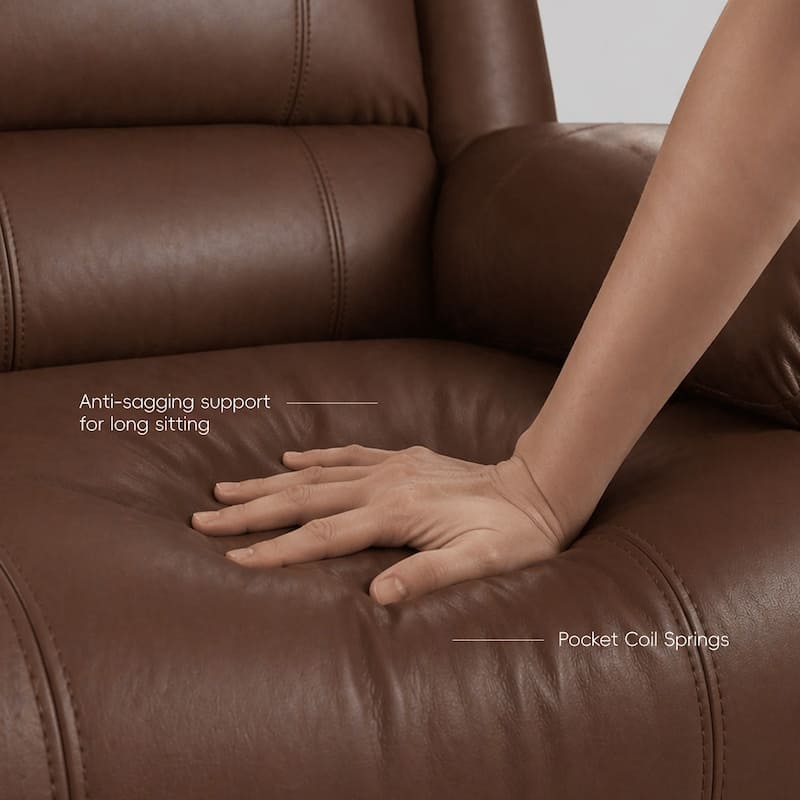 6PCS, 2 Manual Recliners, Faux Leather Reclining Sectional with Center Console