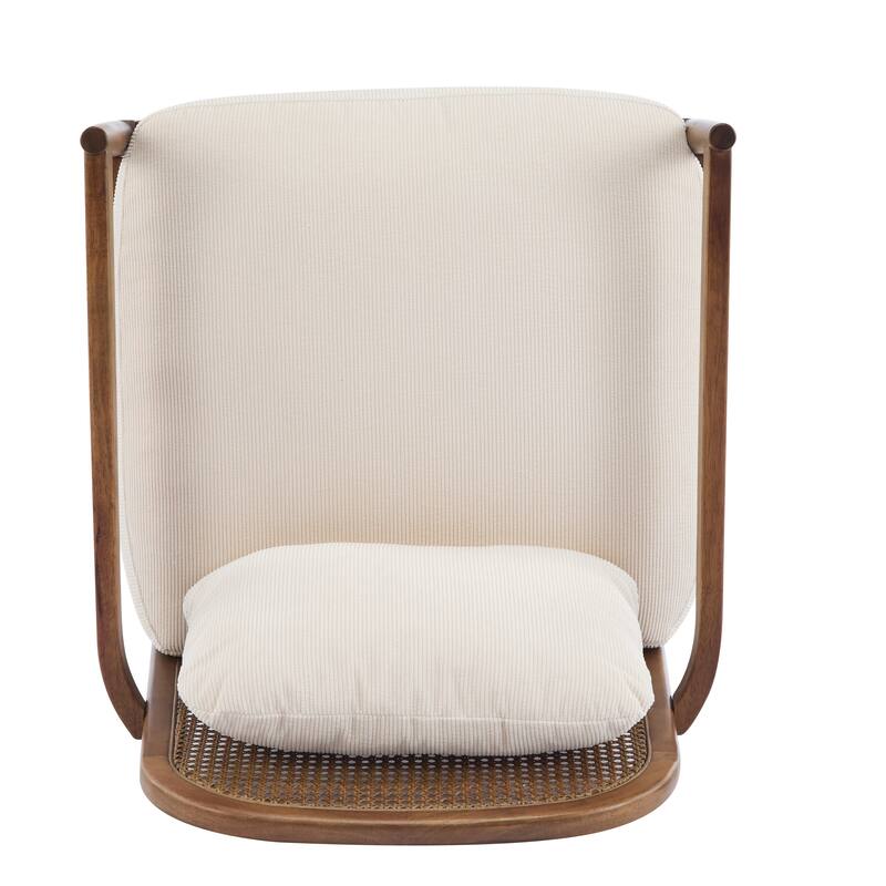 [Set of 2] 26.6" Mid-Century Modern Accent Chair with Light Brown Finish Solid Wood Frame and Rattan Backrest