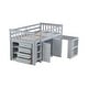 preview thumbnail 23 of 21, Twin Loft Bed with Pull-Out Desk, Built-in Cabinets, Drawers, Shelves, and Safety Guardrail, Solid Rubber Wood Frame with Ladder