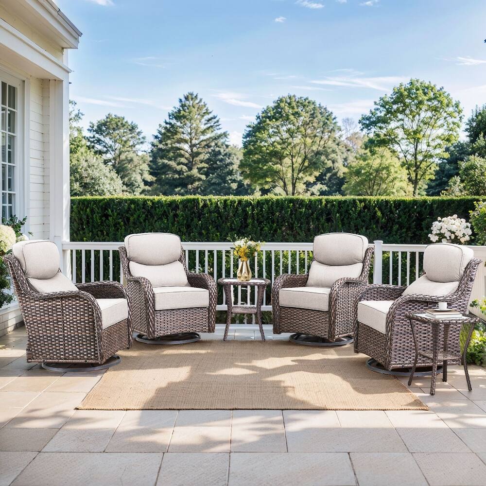 Pocassy Outdoor Glider Chairs Table with 5Inch 6Inch Cushion