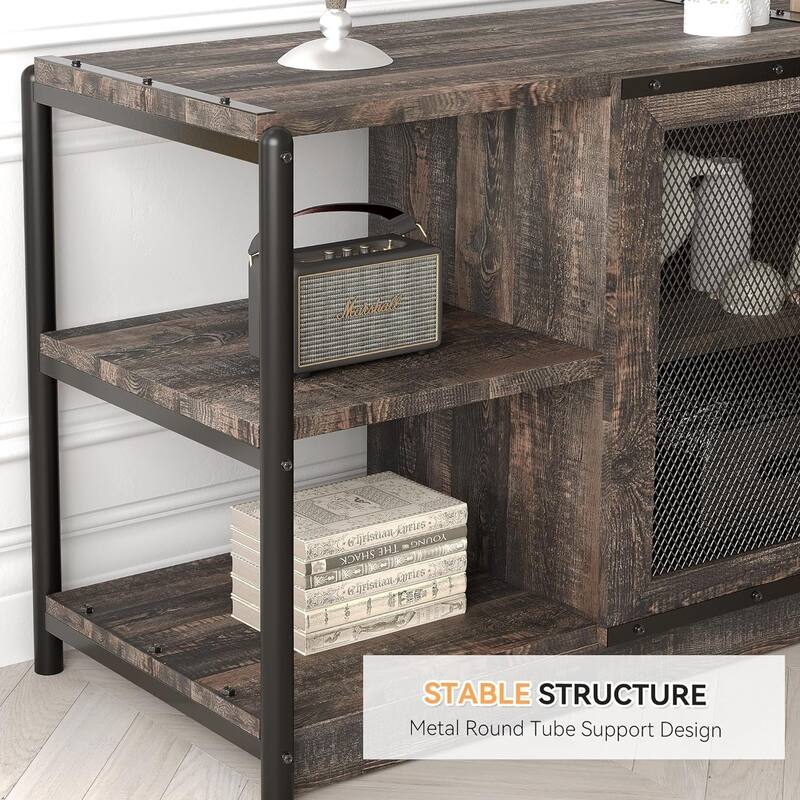 Entertainment Center TV Media Console Cabinet with Mesh Door - 18.3"D x 63"W x 25"H