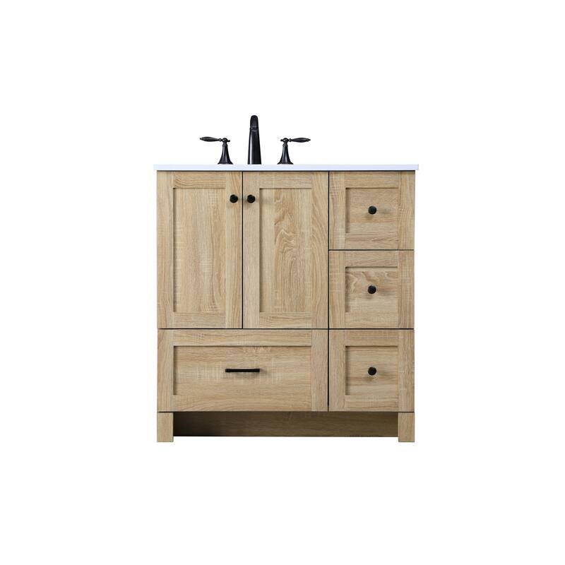 Elegant Lighting VF2832 Soma 32" Free Standing Single Basin Vanity Set - Mango Wood - Wood Finish