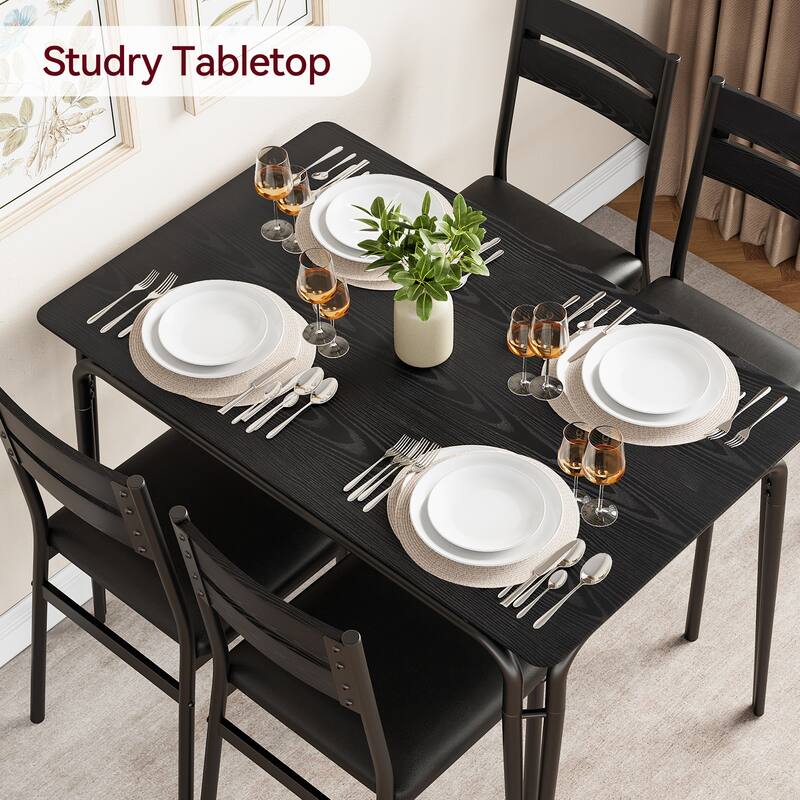 Dining Table for 4, Small Table and Chairs Set of 5, Dinette Set for 4, 5 Piece Kitchen & Dining Room Sets - 43.3x27.5x30in