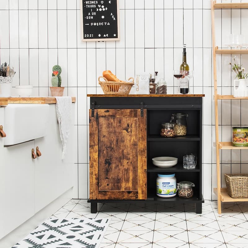 Costway Kitchen Buffet Storage Cabinet Sideboard w/Sliding Barn Door - See Details