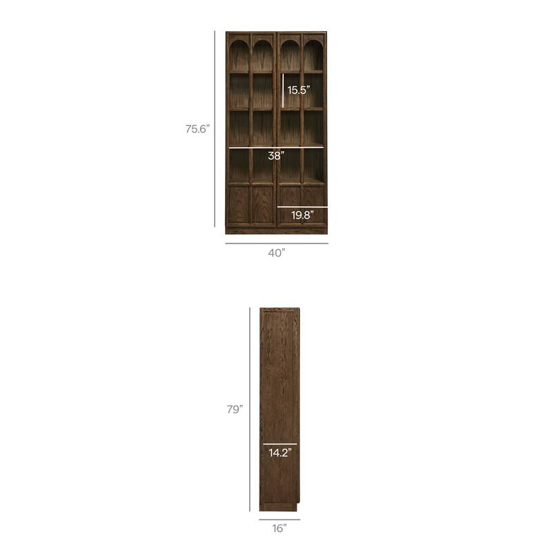 Anwen Solid Wood and Glass Display Cabinet