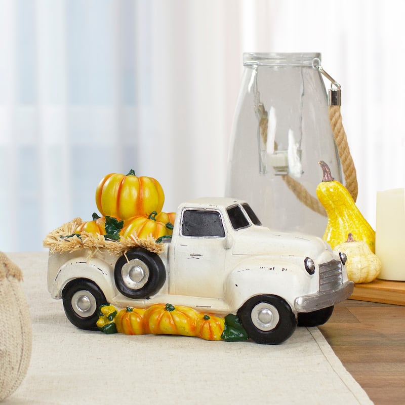Truck Full of Pumpkins and Hay Thanksgiving Decoration - 11.25"