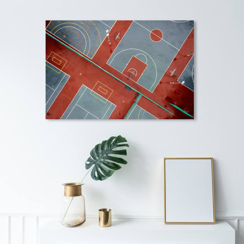Hatcher and Ethan Prints 'To the Court' Sports and Teams Gray Wall Art Canvas Print - 36 x 24