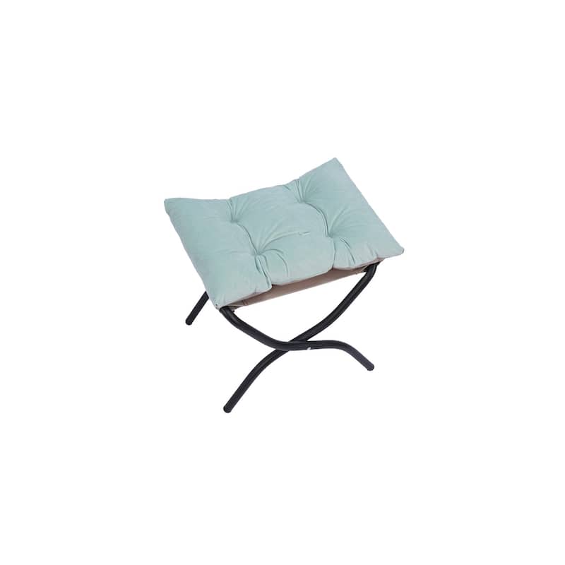 Cotton Fabric Lazy Chair, Single Steel Frame Leisure Sofa Chair with Armrests and A Side Pocket, with ottoman, with footrest
