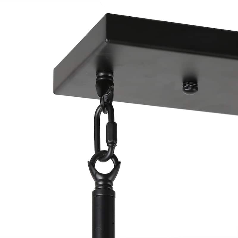 Anmytek Metal Wood Chandelier Rustic Hanging Edison Pendant Light Ceiling 5 Lights for Dining Room