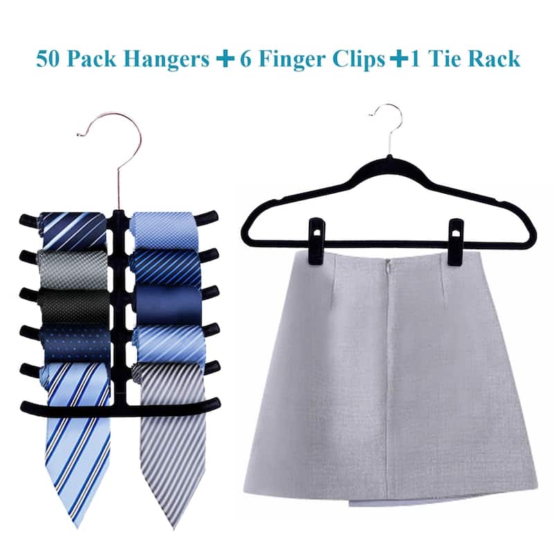VECELO Mackaylee Velvet Hangers, Non Slip Standard Clothes Hanger Set, Heavy Duty Ivory Hangers(30/50/60/100 Pack)