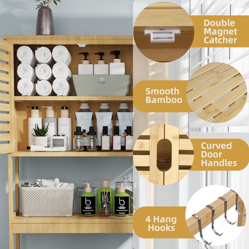 Bamboo Over-The-Toilet Storage Cabinet Bathroom Organizer