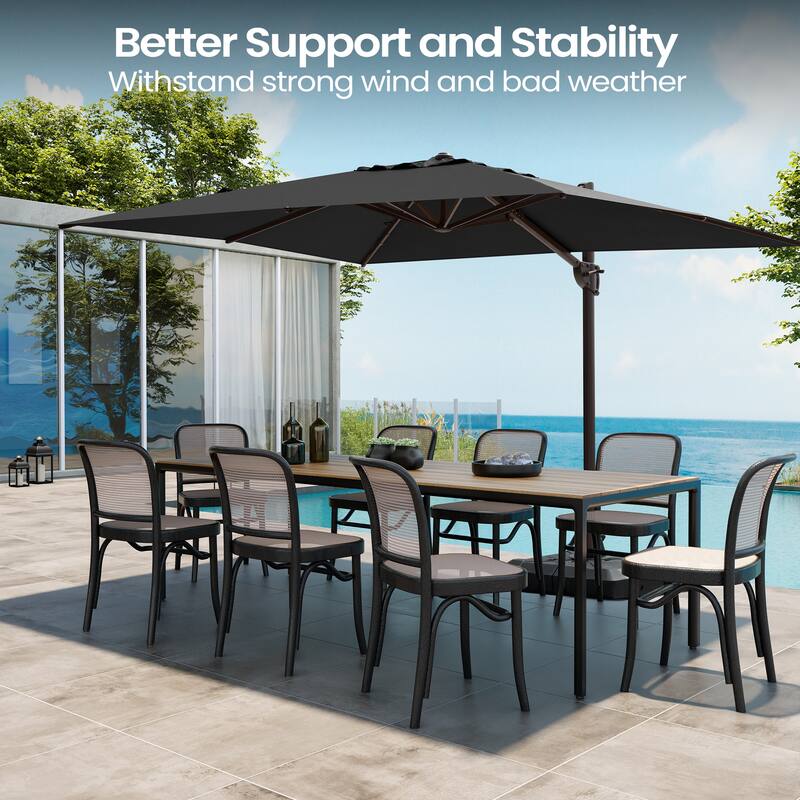 Pellebant 9 FT x 12 FT Outdoor Patio Cantilever Umbrella with Base Stand
