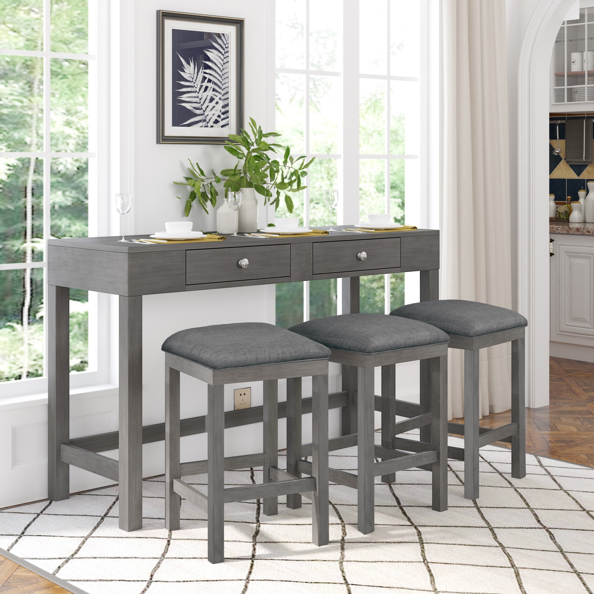 4 Piece Counter Height Table Set with Socket Bed Bath Beyond