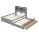 preview thumbnail 16 of 22, Full Size Platform Bed Frame with Trundle, Storage Drawers, USB Ports, and Shelves for Bedroom, Easy to Assemble, White