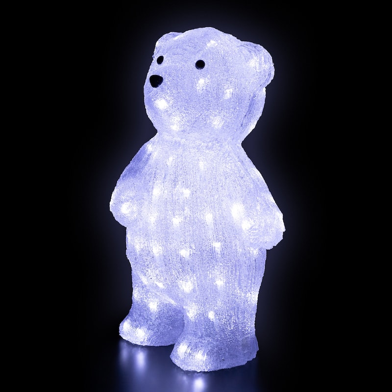 LED Lighted Polar Bear Commercial Grade Acrylic Outdoor Christmas Decoration - 16.5" - Clear