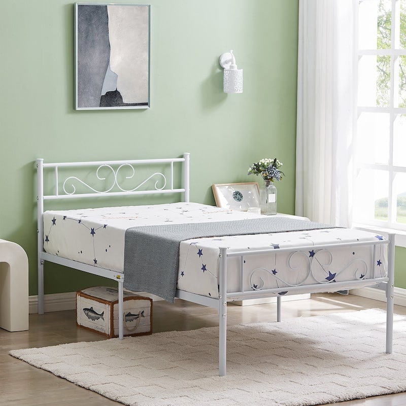 VECELO Premium Platform Bed Frame with Headboard,Easy Set-up Twin/Full/Queen Size Bed