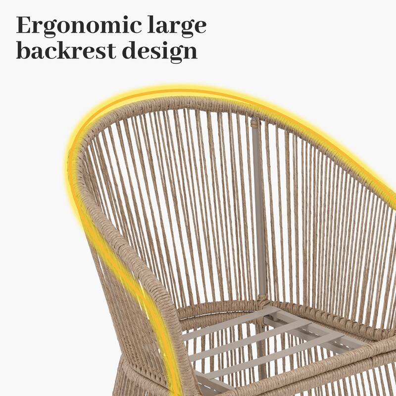 5 Pieces Outdoor PE Rattan Patio Dining Set with Round Tempered Glass Table