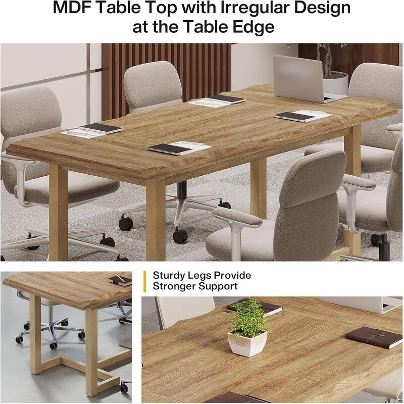 63" Rectangular Conference Table, Modern Meeting/Boardroom Desk Business Furniture for Office, Training Room