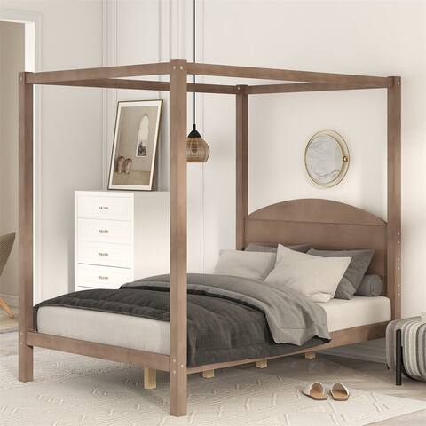 Merax Canopy Platform Bed with Headboard and Support Legs