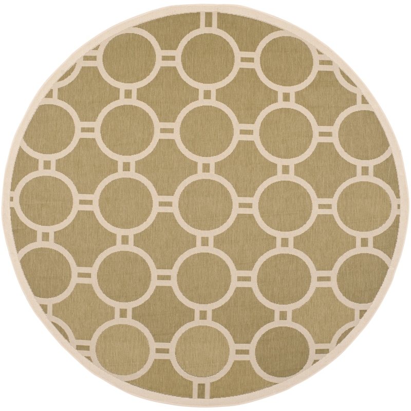 SAFAVIEH Courtyard Nira Indoor/ Outdoor Waterproof Patio Backyard Rug - 7'10" Round - Green/Beige