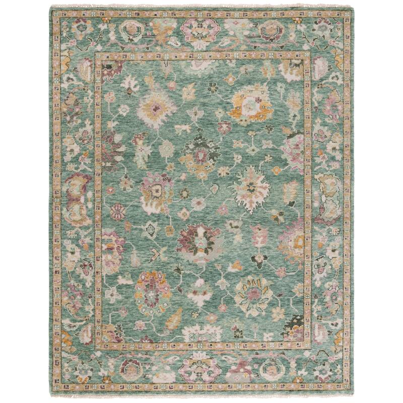 SAFAVIEH Hand-Knotted Samarkand Ljosbra Traditional Wool Rug - 6' x 9' - Green/Pink