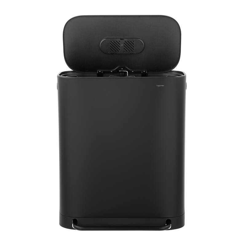 happimess Beni Kitchen Trash/Recycling 16-Gallon Double-Bucket Step-Open Trash Can, Chrome