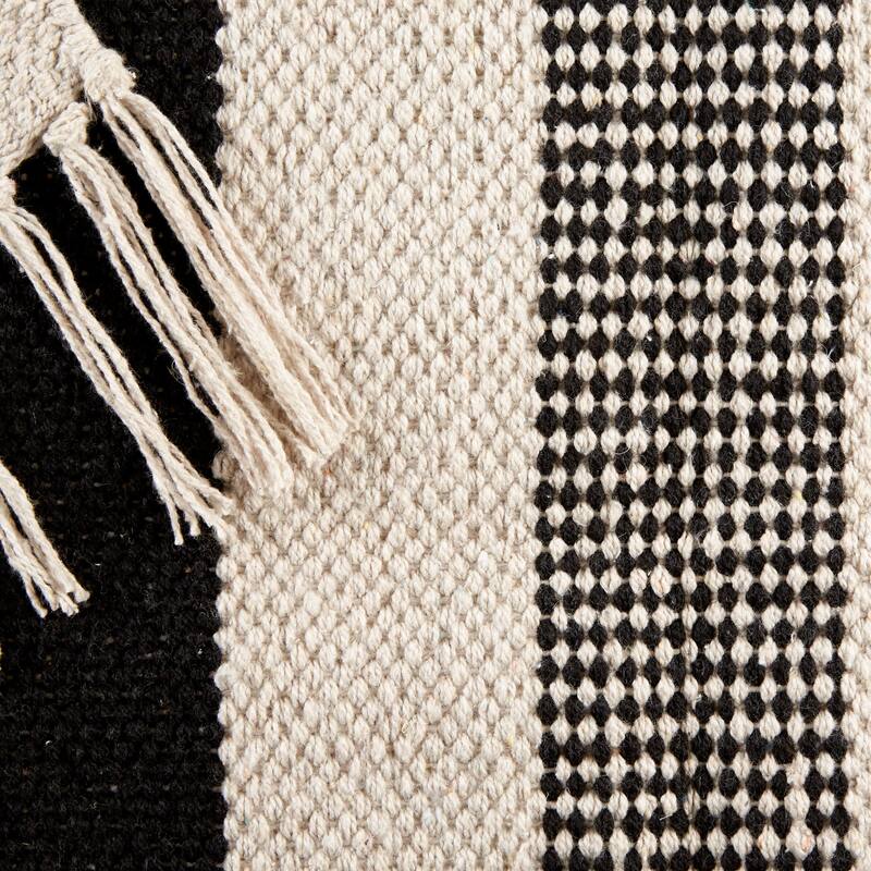 DII Black Ticking Stripe Hand-Loomed Rug 2x3 Ft - 24.0 In. L X 36.0 In. W X 0.2 In. H