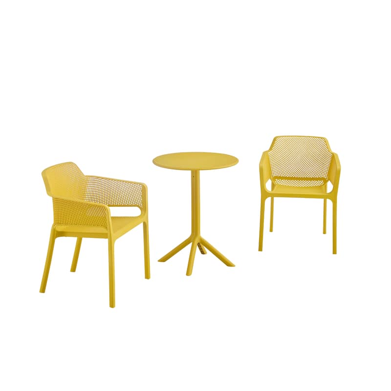 3 piece plastic arm chair Bistro GRS Premium Ocean Plastic - Yellow