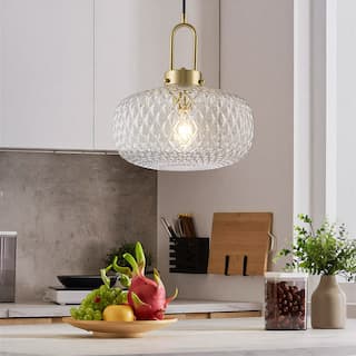 1-Light Modern Clear Glass Pendant Light - 11.8