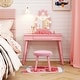 preview thumbnail 6 of 28, Costway Kids Vanity Set Princess Vanity Table & Chair Set with Lighted - See Details