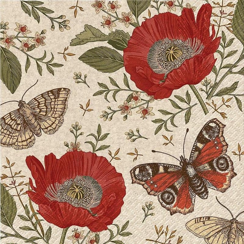 Set Of 20 Luncheon We Care Passing Butterflies. Napkins
