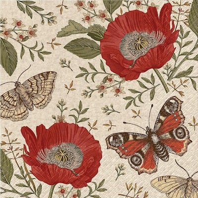 Set Of 20 Luncheon We Care Passing Butterflies. Napkins