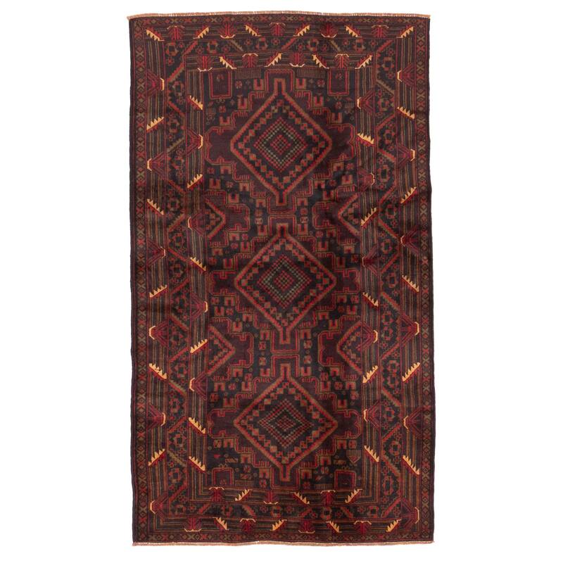 ECARPETGALLERY Hand-knotted Teimani Dark Brown Wool Rug - 3'7 x 6'3