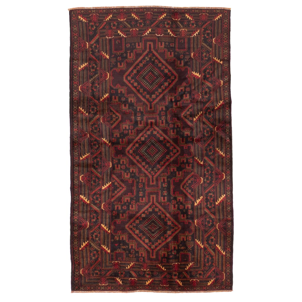 ECARPETGALLERY Hand-knotted Teimani Dark Brown Wool Rug - 3'7 x 6'3