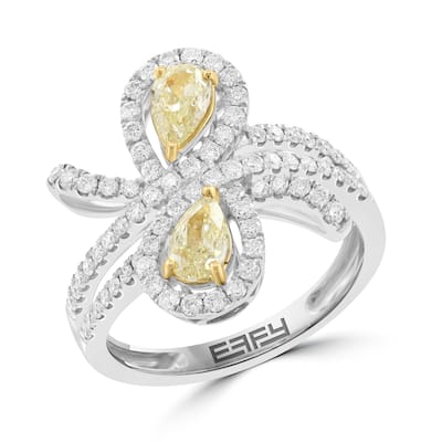 Effy Women's 14K White & Yellow Gold Diamond,Natural Yellow Diamond Ring