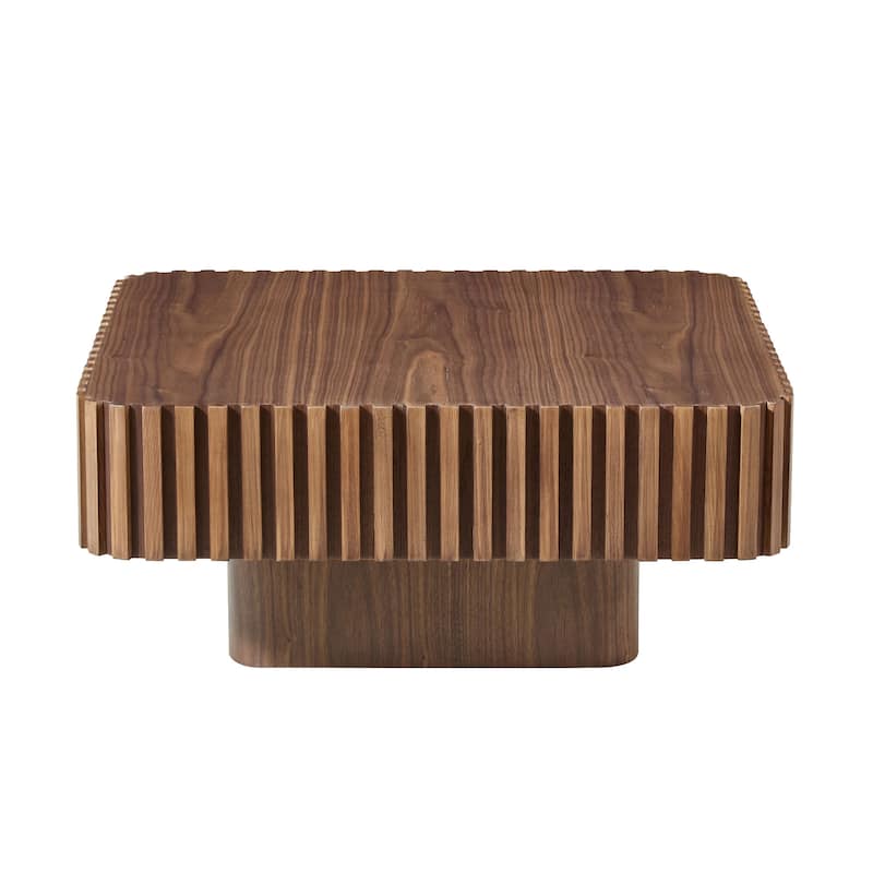 31.5 Inch Modern Handcraft Drum Coffee Table Square Coffee Table for Living Room