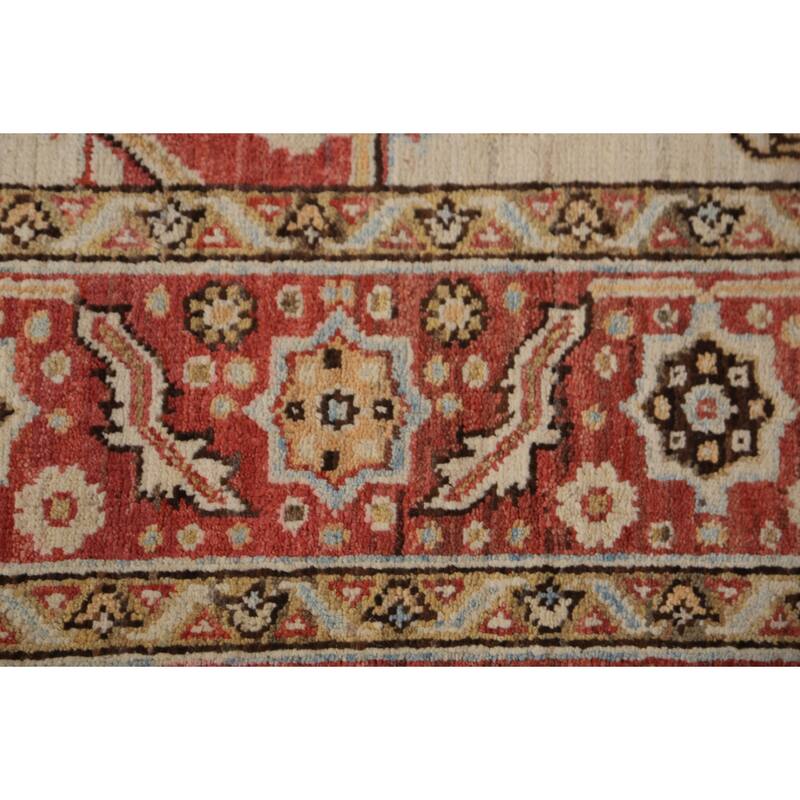Oriental Heriz Serapi Rug Hand-Knotted Orange Wool Carpet - 8'0"x 10'6"