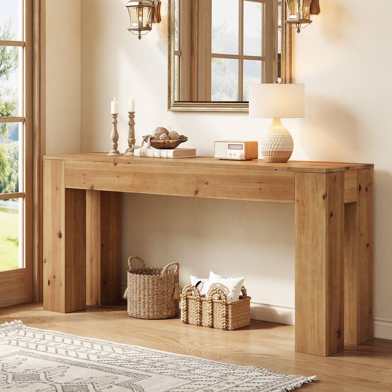 Solid Wood Console Table for Entryway, 70.87-Inch Extra Long Sofa Table Behind the Couch - 13.78" D x 70.87" W x 33.46" H