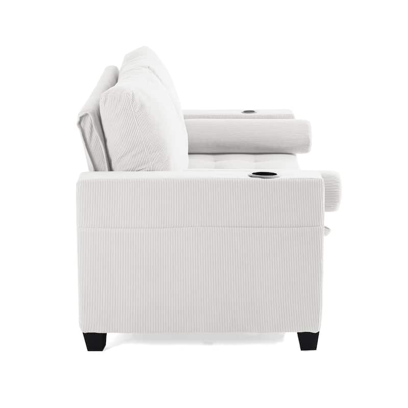 3-in-1 Pull-Out Sleeper Sofa Bed Convertible Adjustable Multi-Functional Loveseat with USB Port