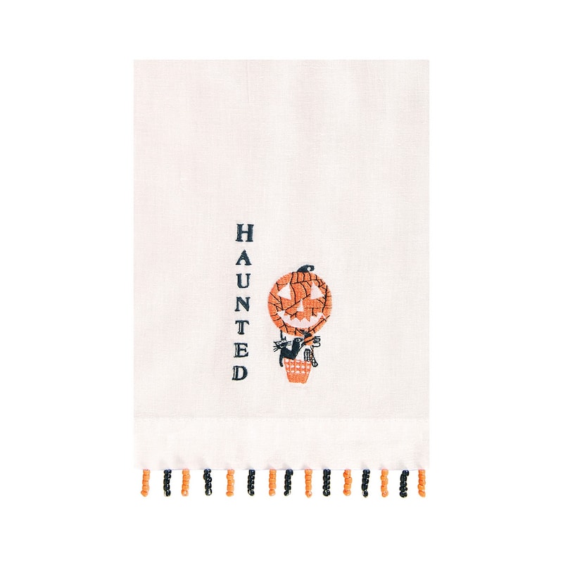 Haunted Pumpkin Beaded Guest Towel