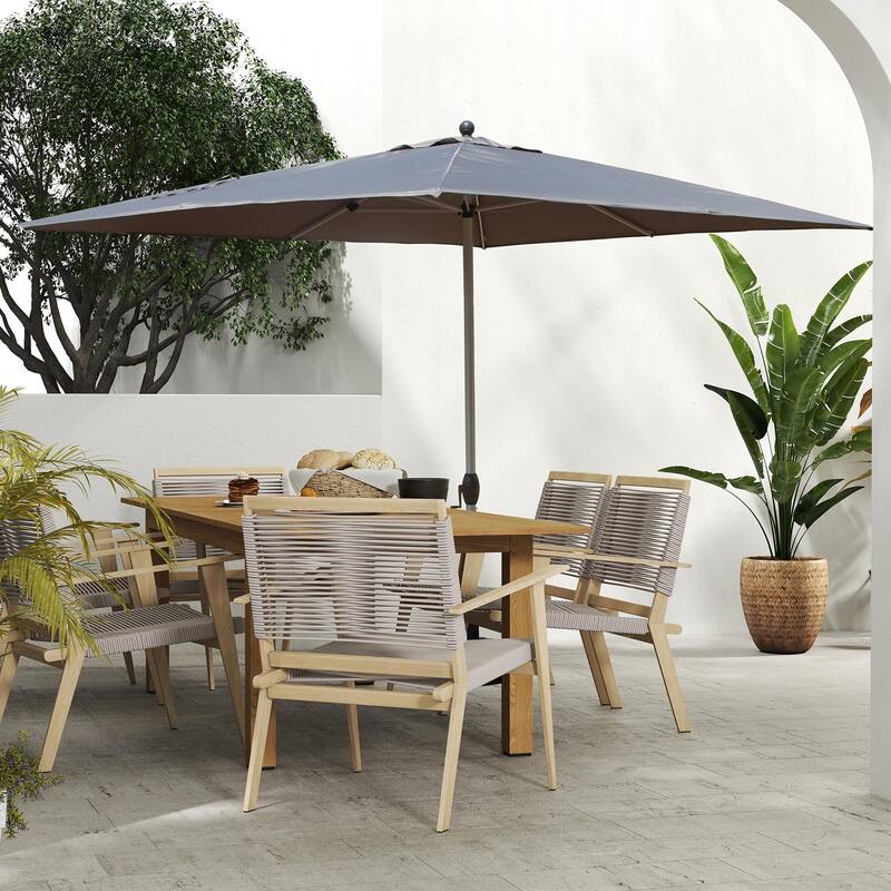 Crank Lift and Tilt Patio Umbrella with Wind Vent, Grey