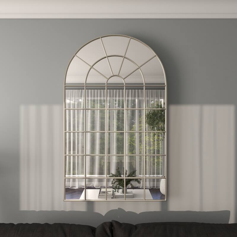 Black, Copper or Brown Metal Window Pane Inspired Grid Room Wall Mirror